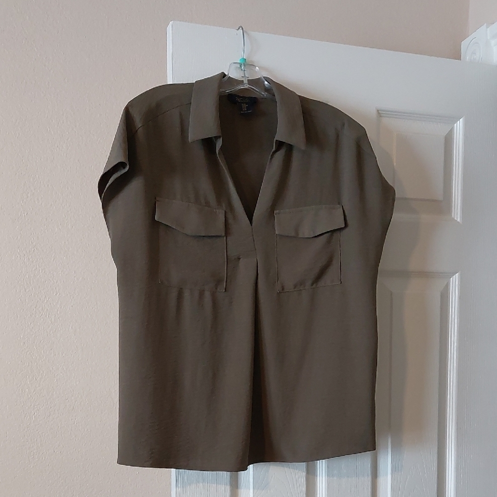 RACHEL Rachel Roy Green Collared Pullover Blouse